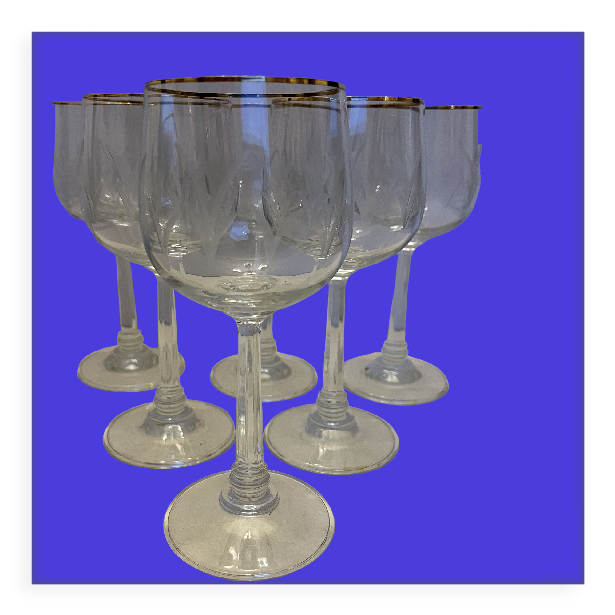 5 Cut crystal wine glasses
