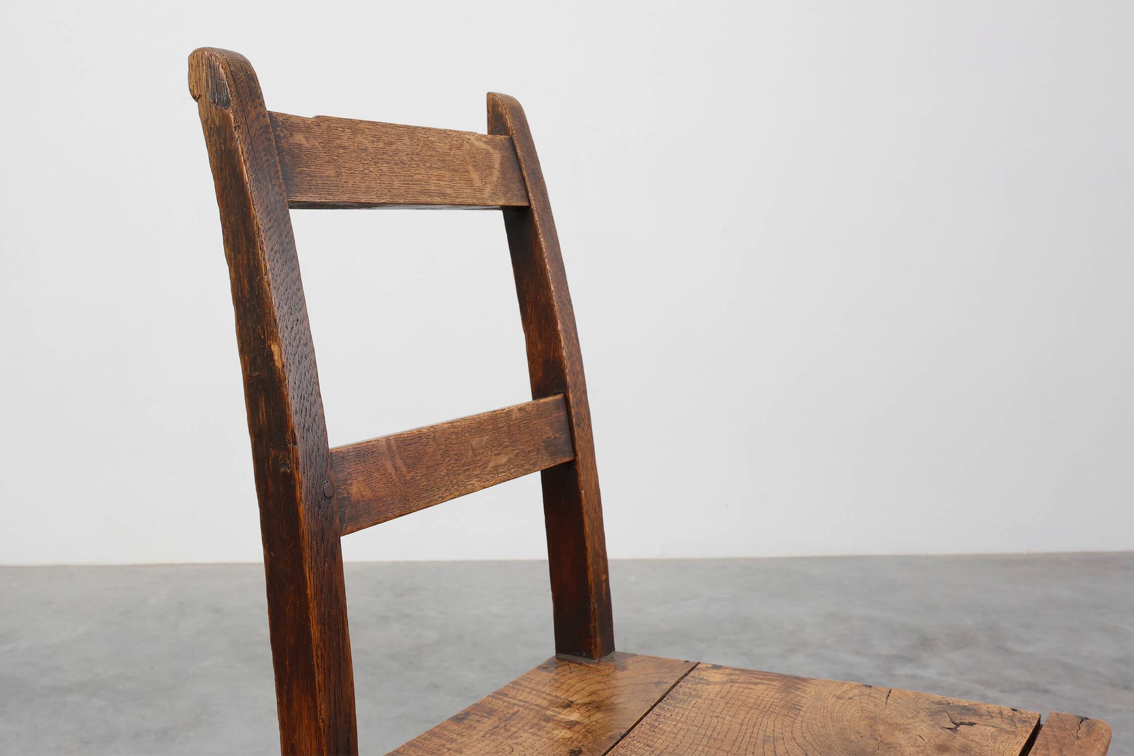 Antique oak late 19th century oak side chair, Belgium