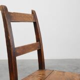Antique oak late 19th century oak side chair, Belgium