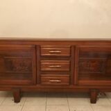 Bahut enfilade of the 1950s in solid wood