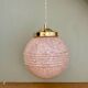 Vintage art deco globe pendant light in pale pink Clichy glass