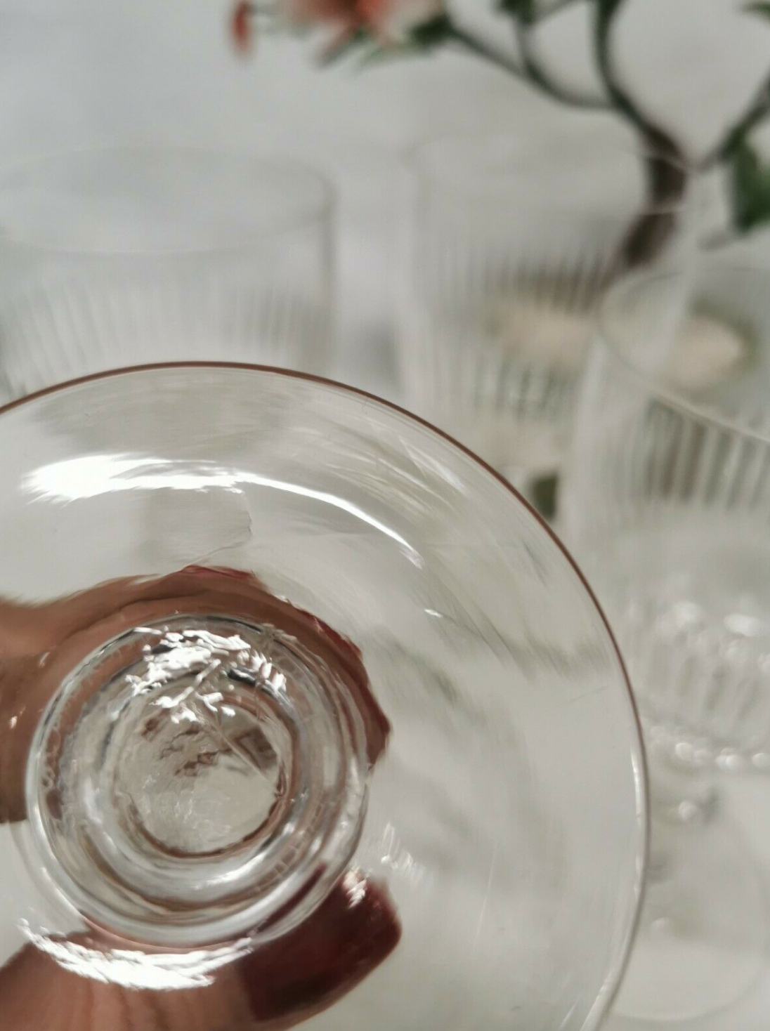 Lot 5 old crystal wine glasses