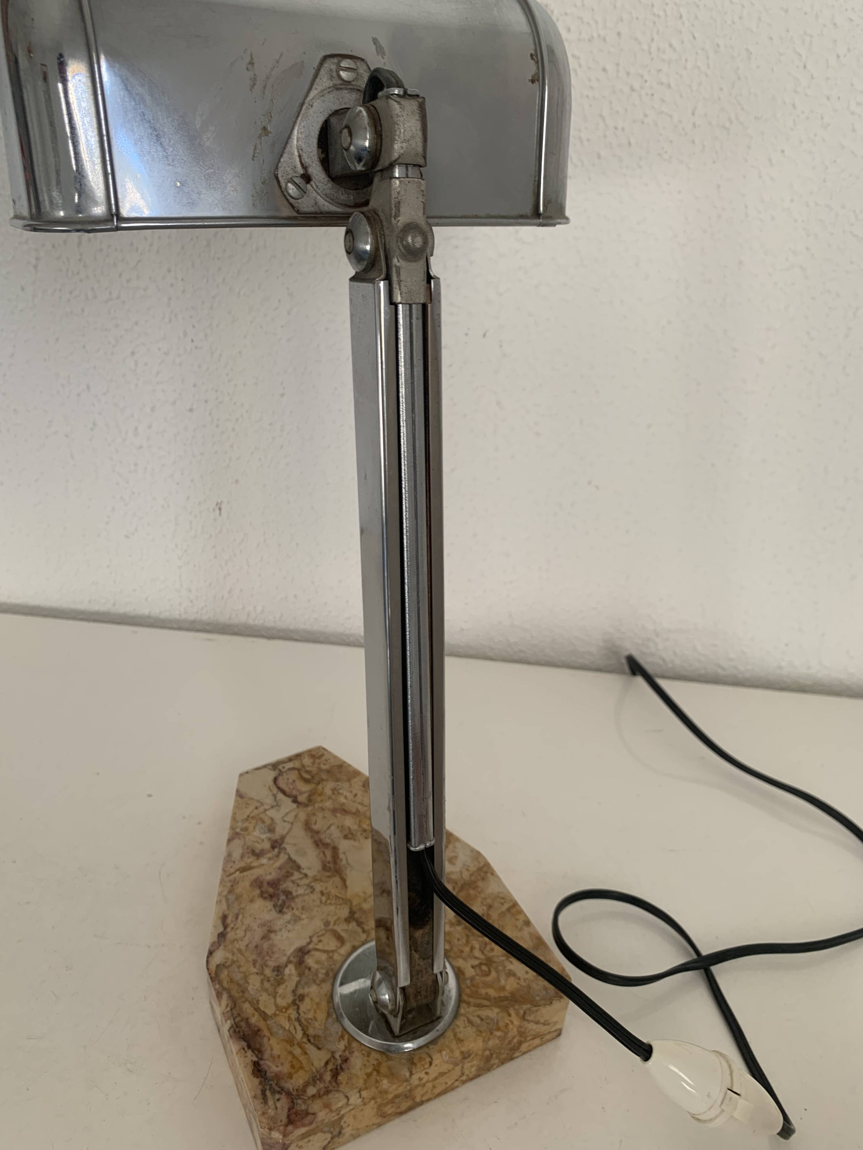 Vintage 1930 Fare lamp French craftsmanship sand marble - 45 cm