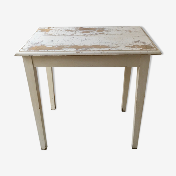 Side table desk in original white patina wood