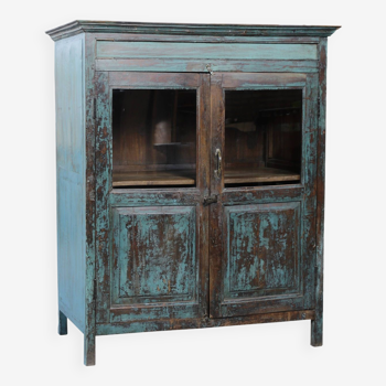 Buffet en teck ancien (patine d'origine bleue)