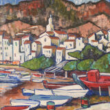 Fishing village with boats