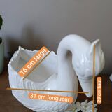 vintage white ceramic swan cache-pot / animal-shaped empty pocket