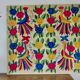 Large Mexican tapestry OTOMI TENANGO, colourful flowers and birds, 1970