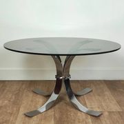 Chromed metal and smoked glass coffee table, 1970s