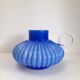Blue opaline vase with a round handle