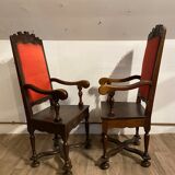 PAIR OF ARMCHAIRS WITH HIGH BACK STYLE LOUIS XIII
