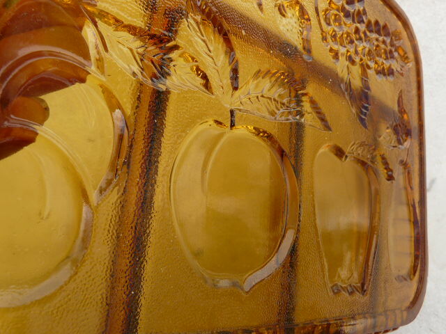 Aperitif dish servant compartments smoked molded glass 60s