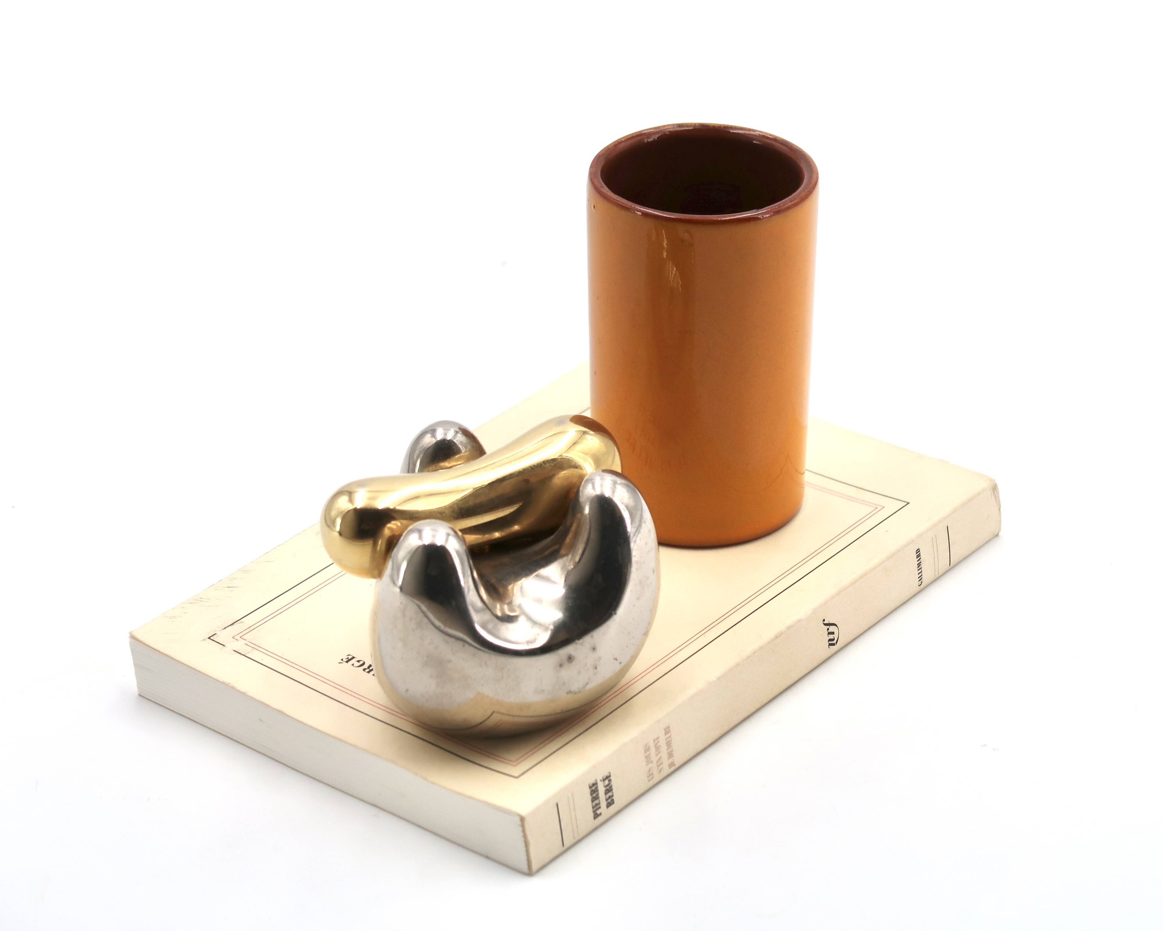 Gold and silver abstract sculpture, free form, 1970s