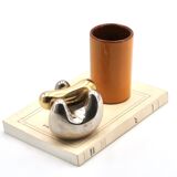 Gold and silver abstract sculpture, free form, 1970s