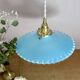 Suspension abat-jour vintage en opaline bleue