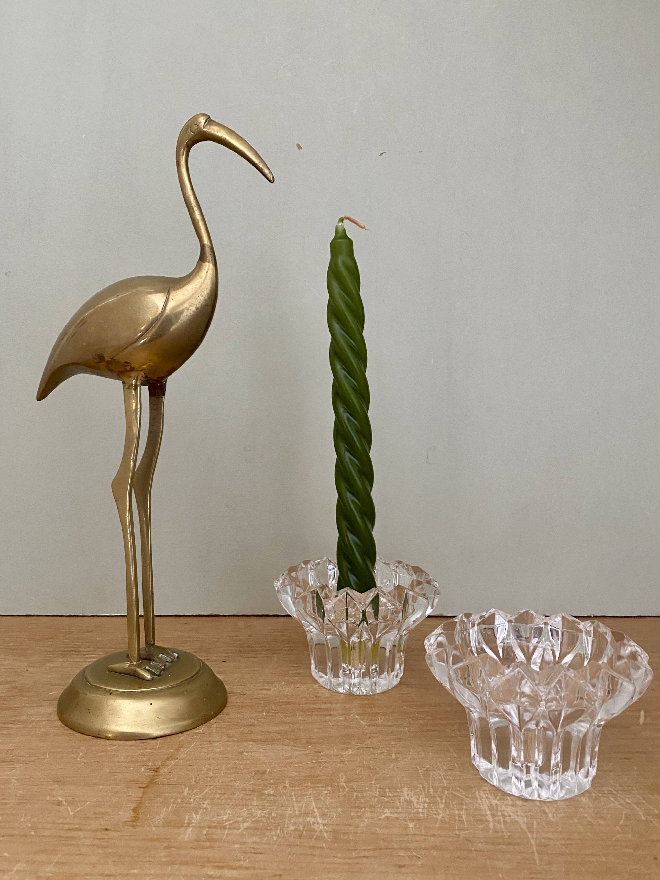 Set of 2 vintage molded glass candle holders