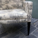 Fauteuil à oreilles toile de Jouy