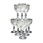 Crystal white wine glasses Baccarat frieze knots ribbons