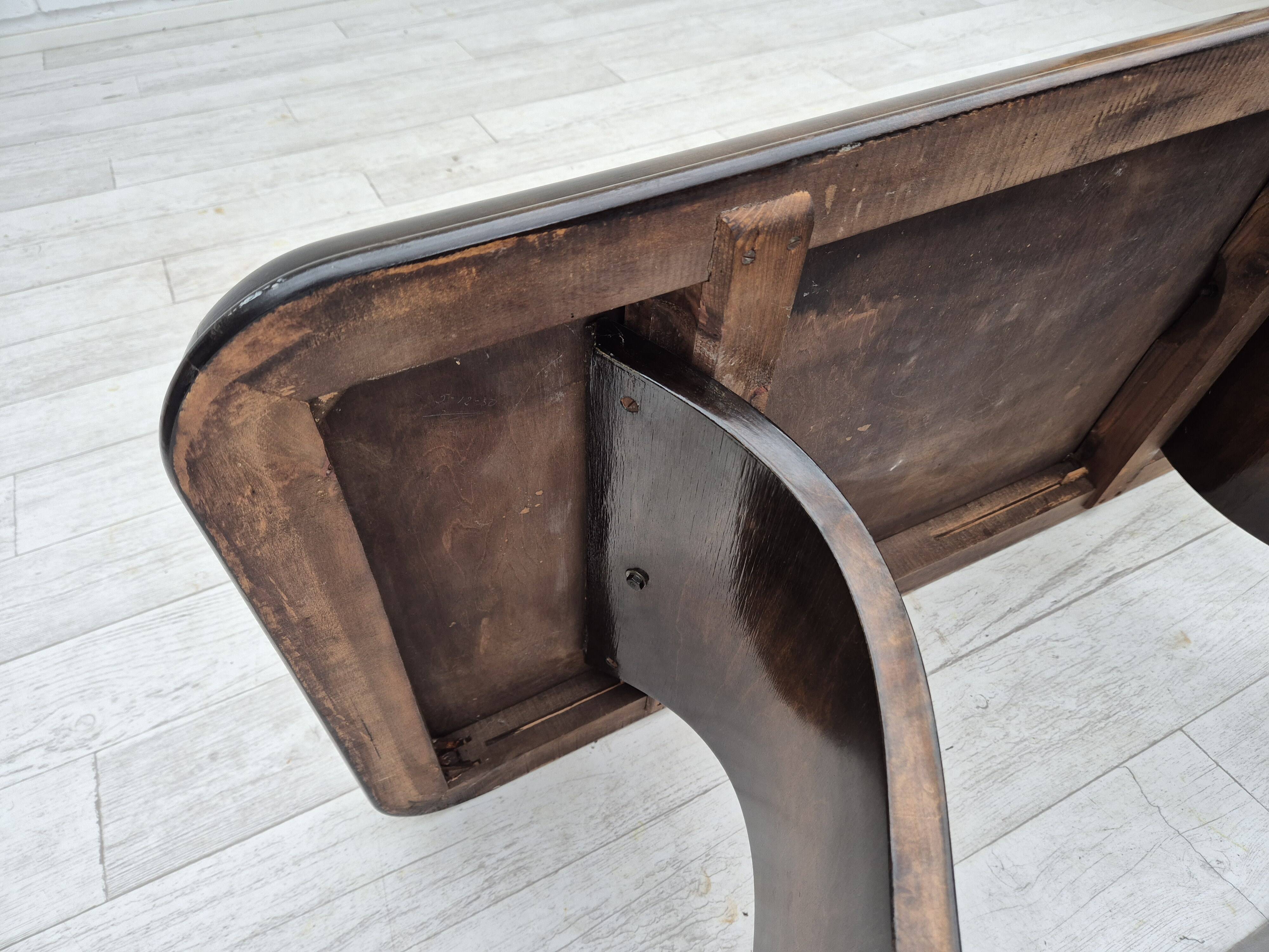 1950s, Danish artdeco coffee table with shelf, ash wood.