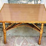 Vintage coffee table in wicker and formica