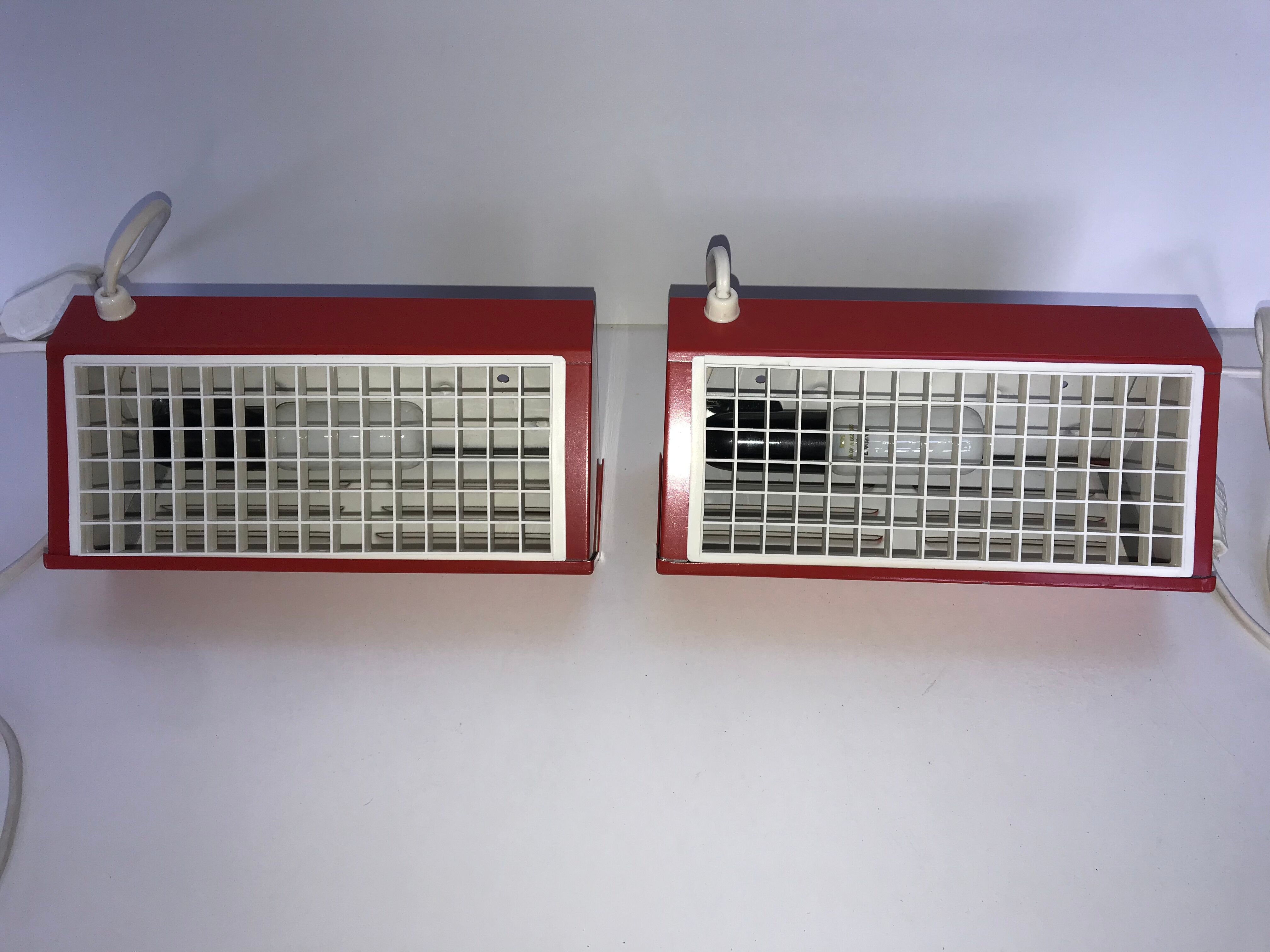 Pair of IKEA metal wall lights, type V204, red