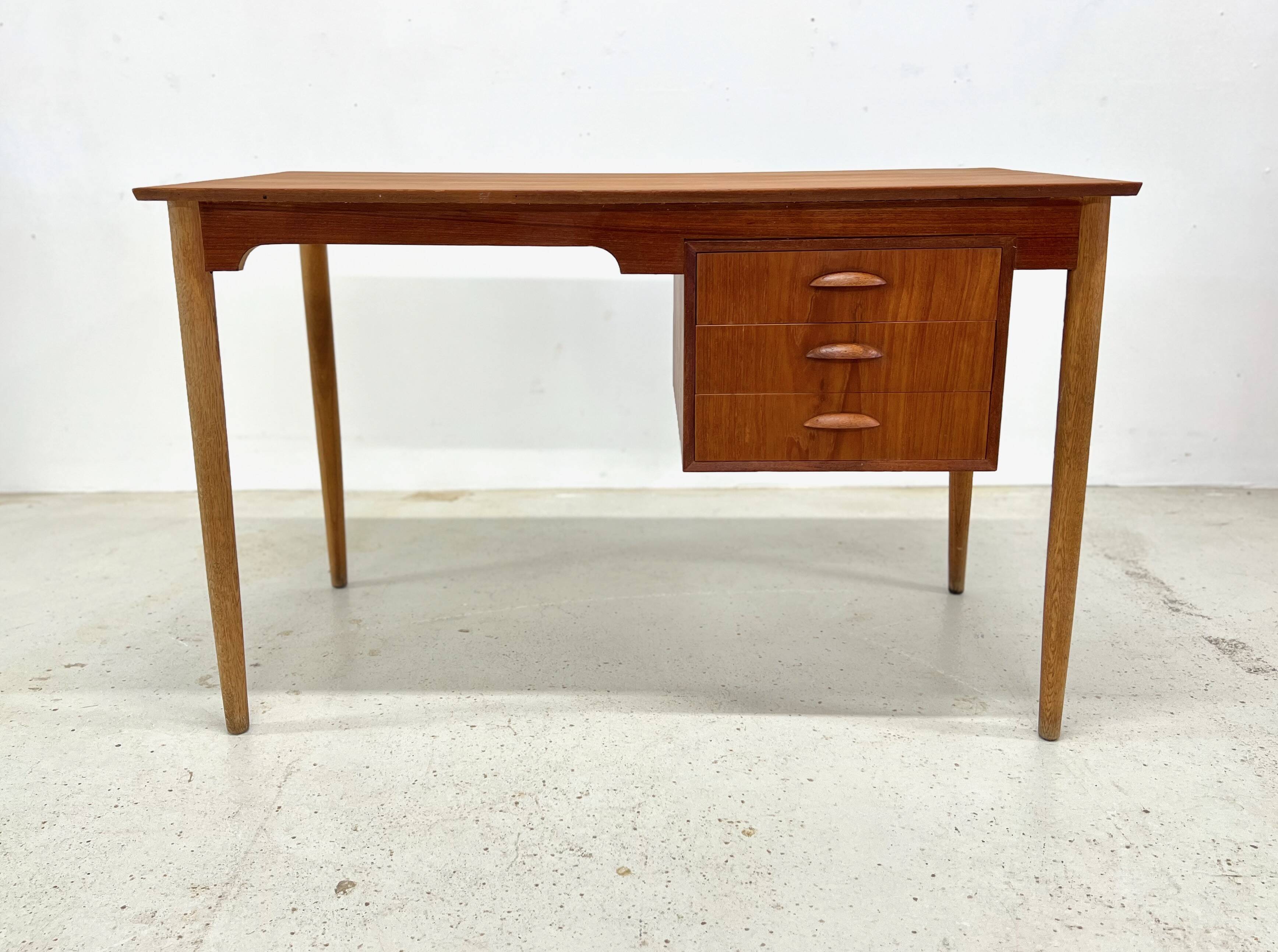 Danish Petite Teak & Beech Desk, 1950s.