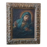 Old oil painting on canvas "Our Lady of Sorrows"