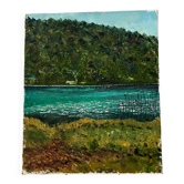 Knife oil painting on canvas Lake of Ambléon