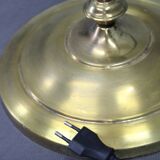 1940s Restored Brass Floor Lamp with  Glass Shade