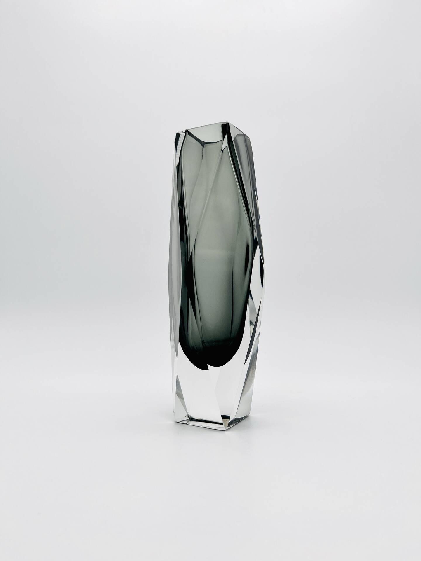 XXL Murano Sommerso Vase Alessandro Mandruzzato 27cm Grey Smoke