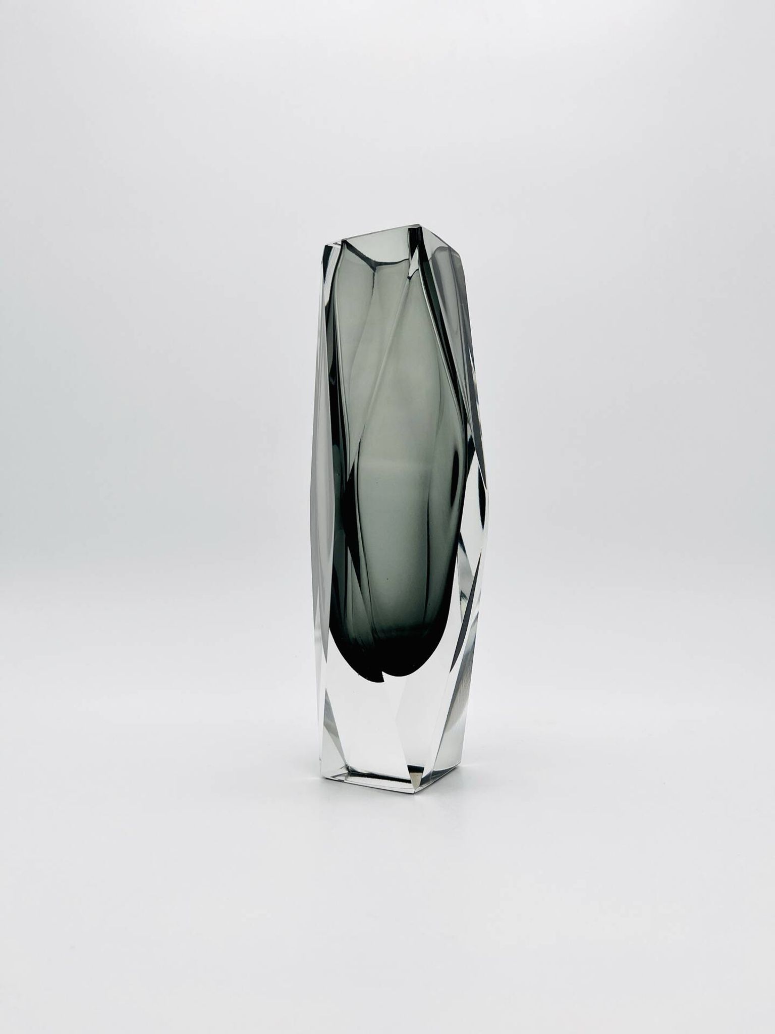 XXL Murano Sommerso Vase Alessandro Mandruzzato 27cm Grey Smoke