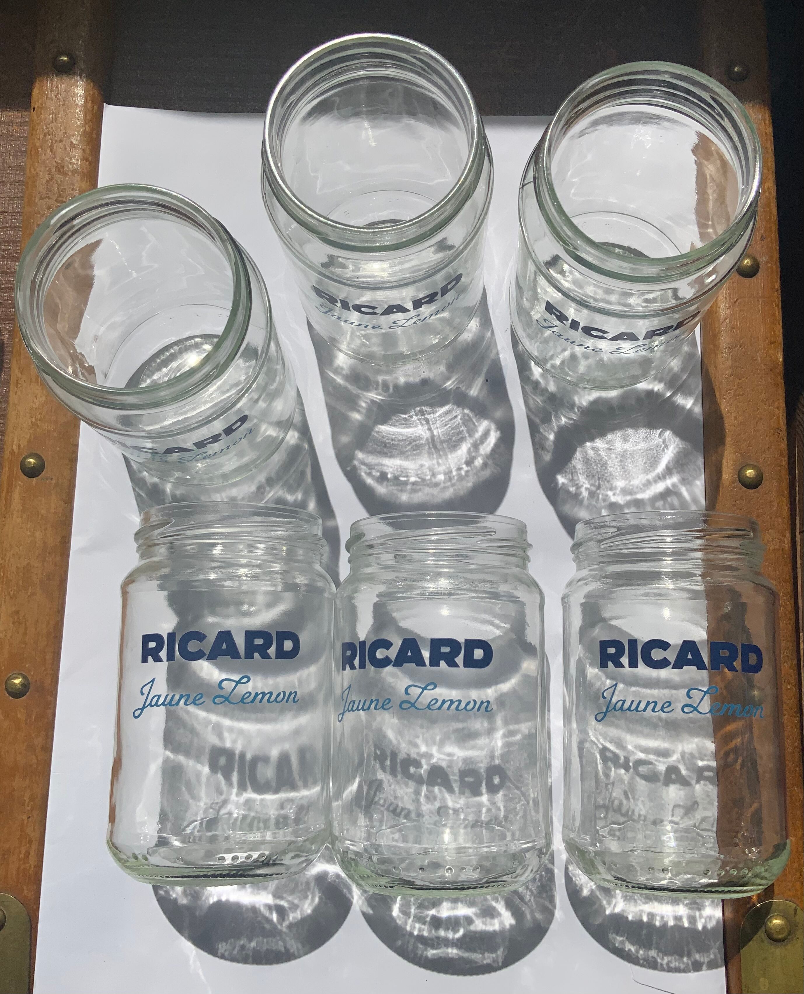 Lot 6 glasses Ricard yellow lemon shape vintage jar new without packaging