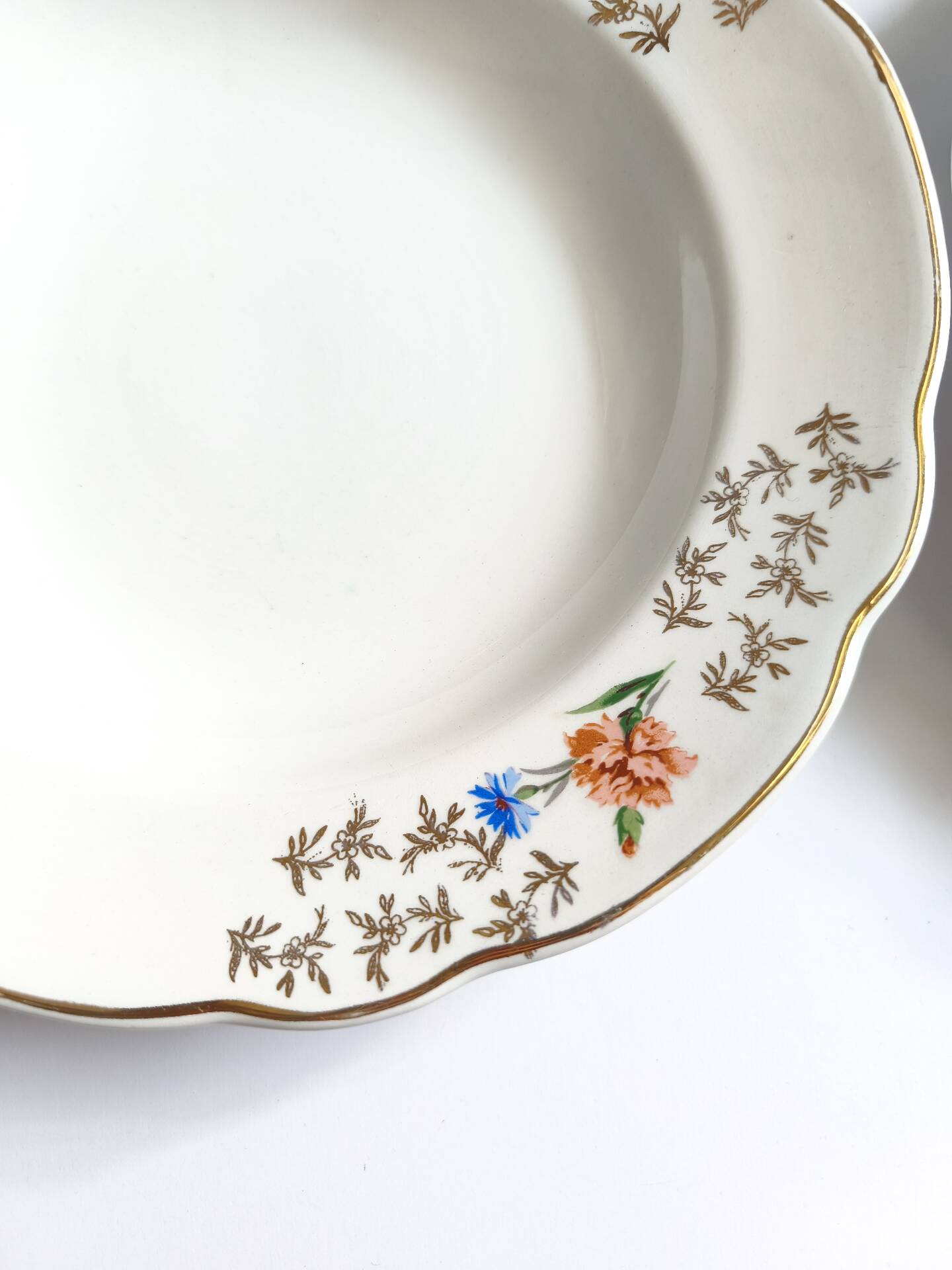 Lot de 4 assiettes creuses vintage Sarreguemines modèle Béarn fleurs