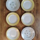 Vintage mismatched yellow and gold soup plates