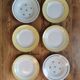 Vintage mismatched yellow and gold soup plates