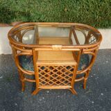 Rattan set table + 2 vintage armchairs 1980