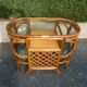 Ensemble en rotin table + 2 fauteuils vintage 1980