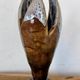 Vintage Mid-Century Modern Studio Pottery Tulip Lotus Bud Pedestal Vase - Earthen Brown & White Glaze