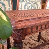Piano bench seat in cane