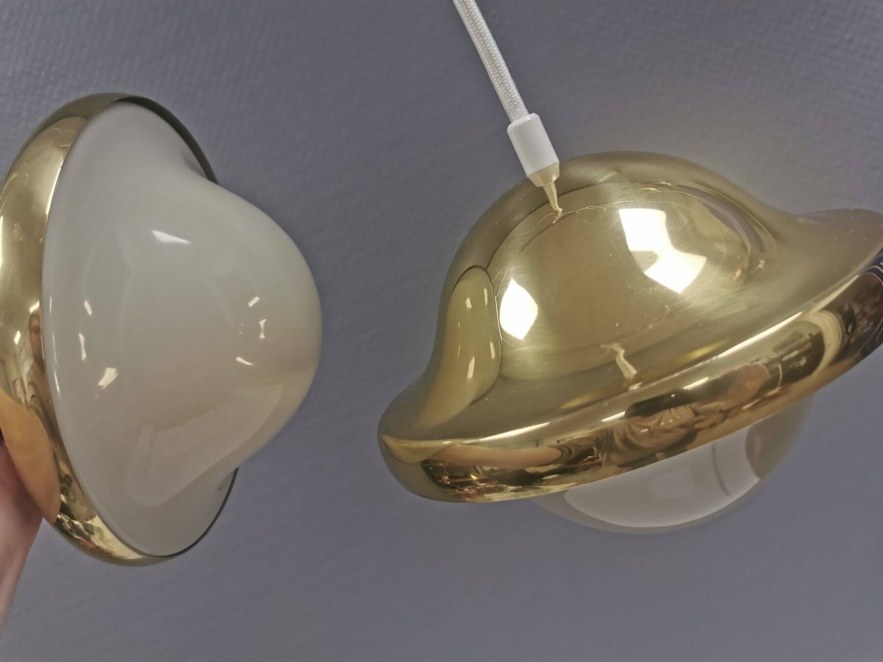 Two very beautiful and original ‘Bubi’ pendant lamps, Denmark, 1960s.