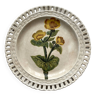 Openwork plate in fine, opaque Lunéville earthenware, flower painting dated 1886
