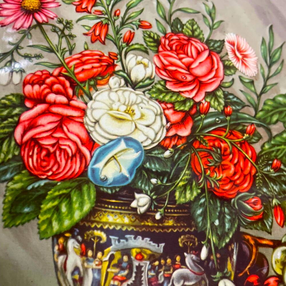 Large  enamel tin tray still life fruit Daher