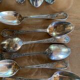 Complete silver metal cutlery housewife for 12 people