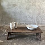 Petit banc bas asiatique en teck ancien upcyclé H:21 l:23 L:70