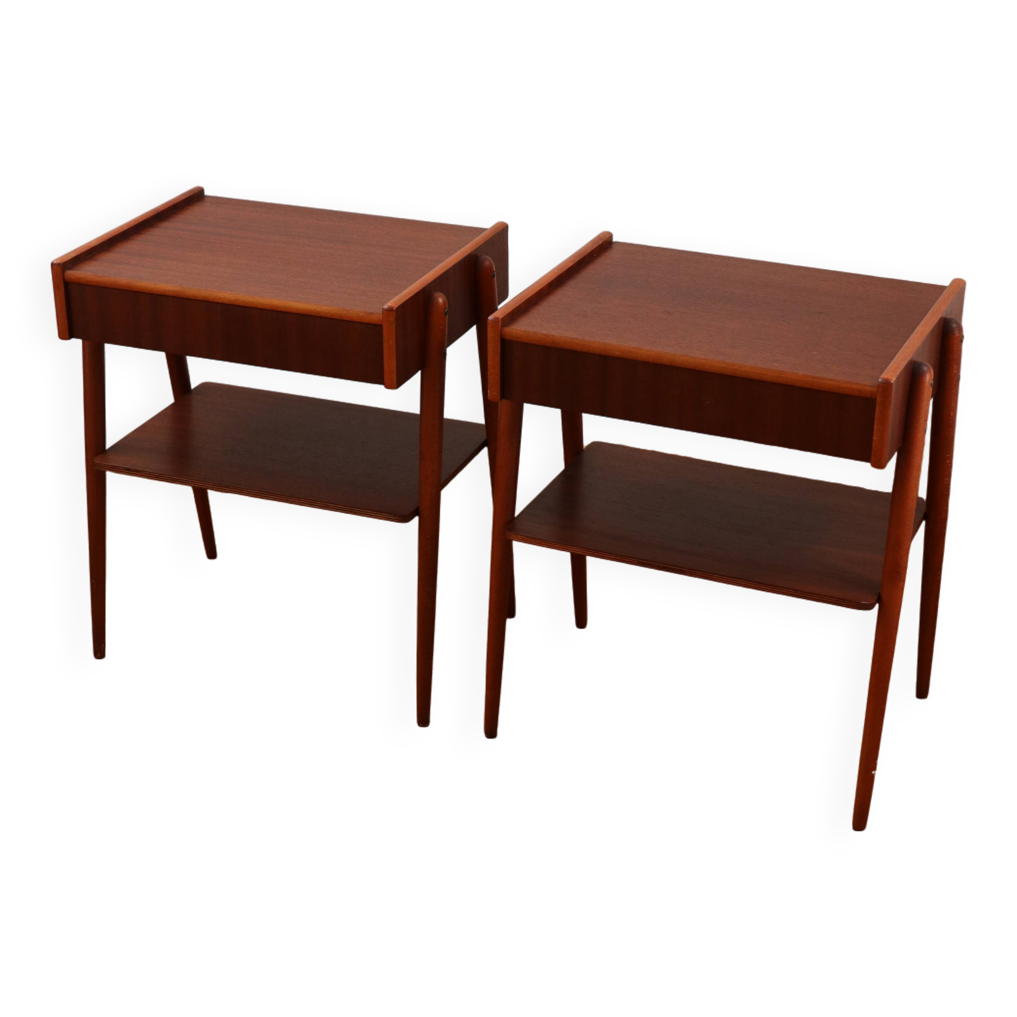 Pair of Scandinavian teak bedside tables, Carlström