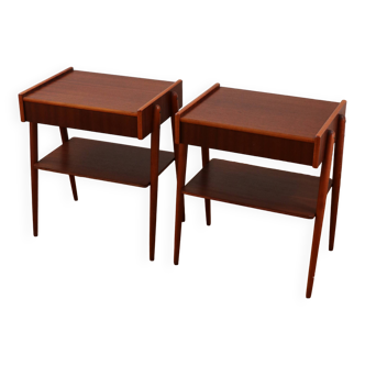 Pair of Scandinavian teak bedside tables, Carlström