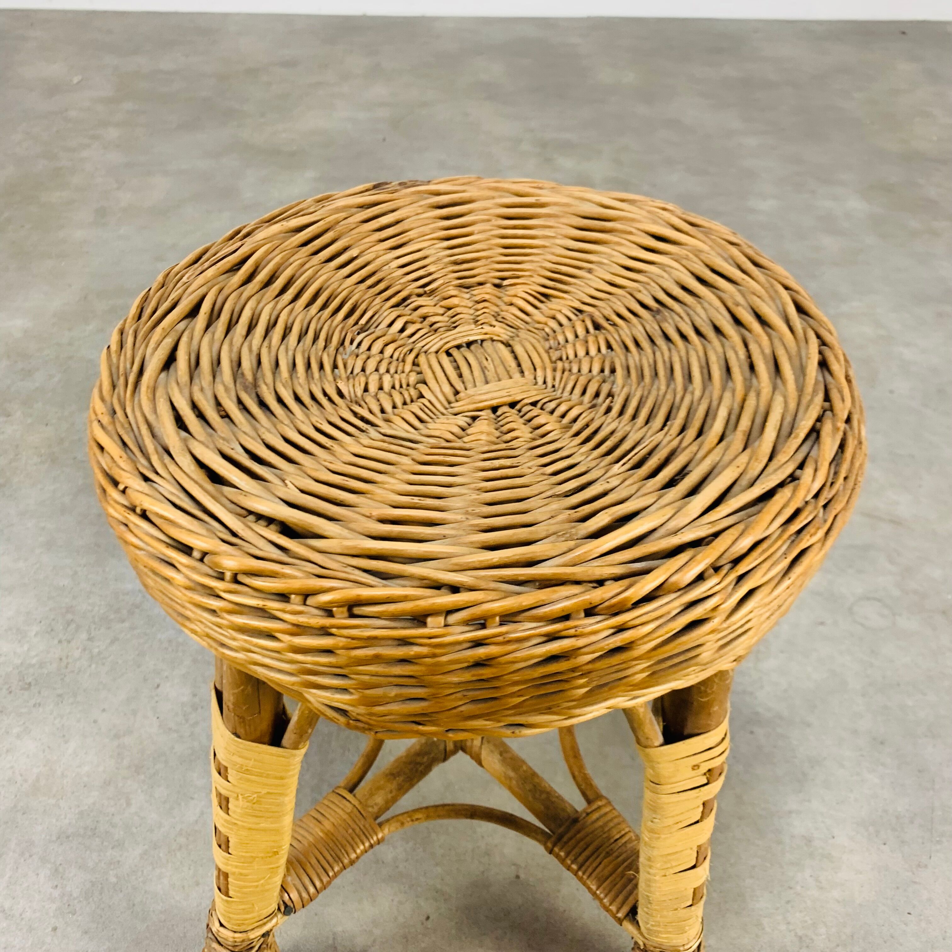 Rattan stool 60s wicker