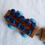 Wooden train with soldiers