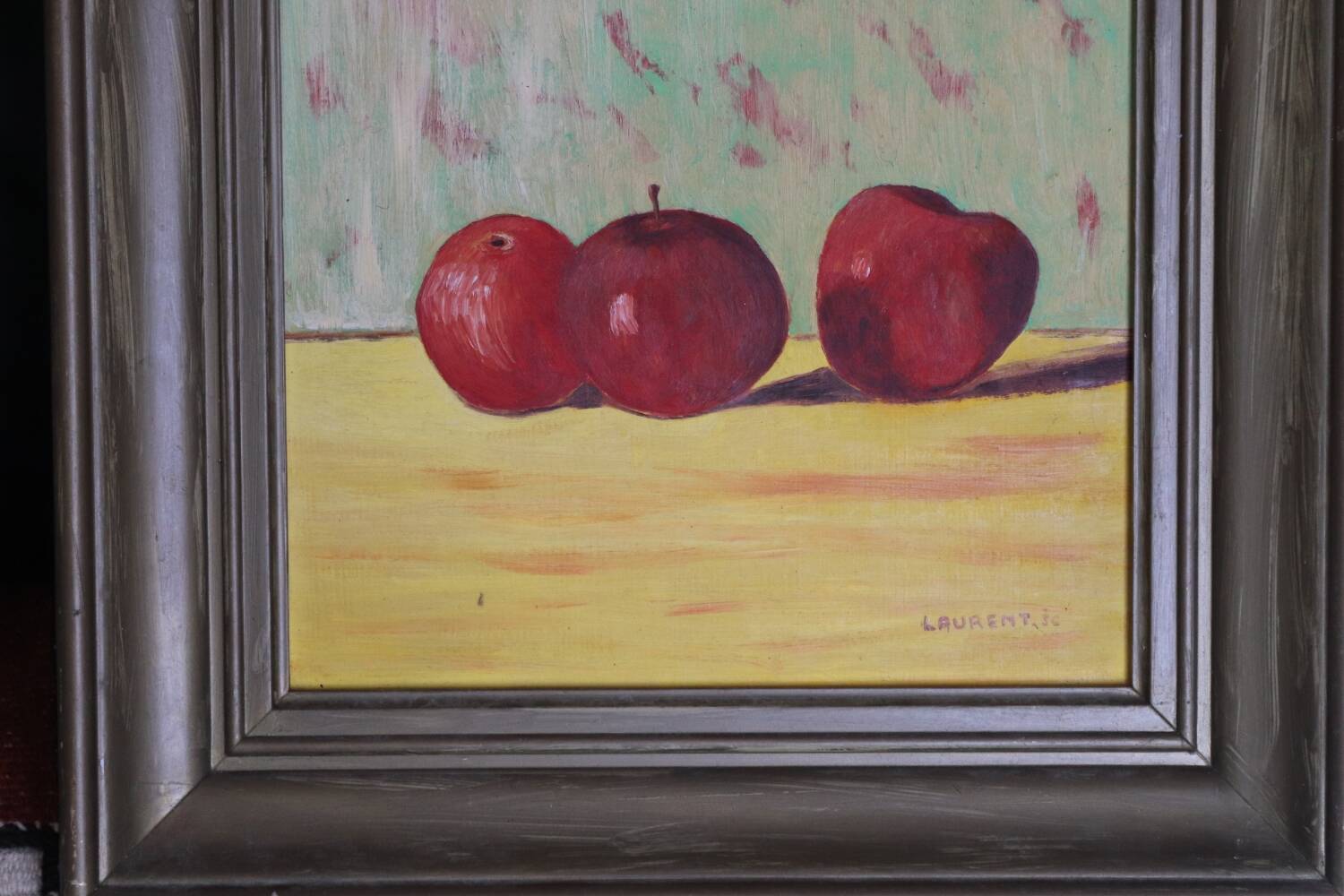 Huile sur panneau pommes vintage