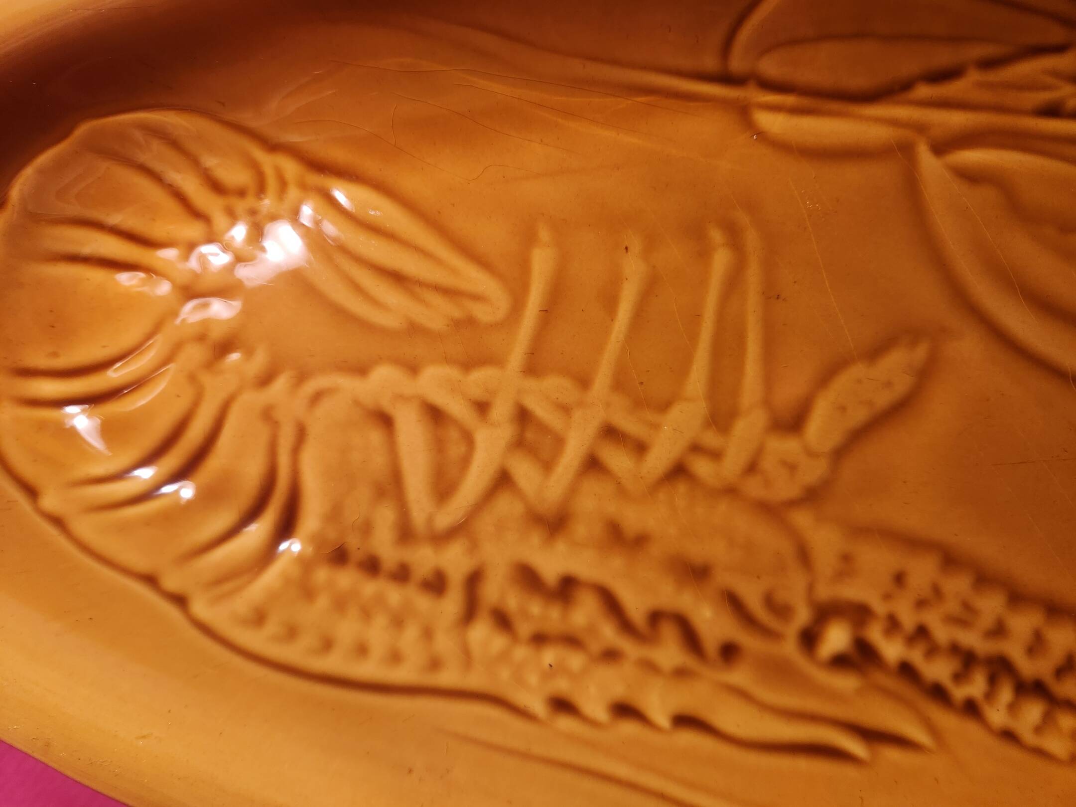 Large fish platter for shellfish and crustaceans, Proceram art pottery.